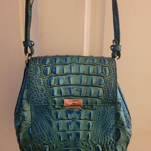 BRAHMIN "Margo" Peacock Blue Leather Crossbody